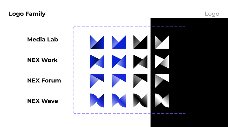 NEX branding logo family